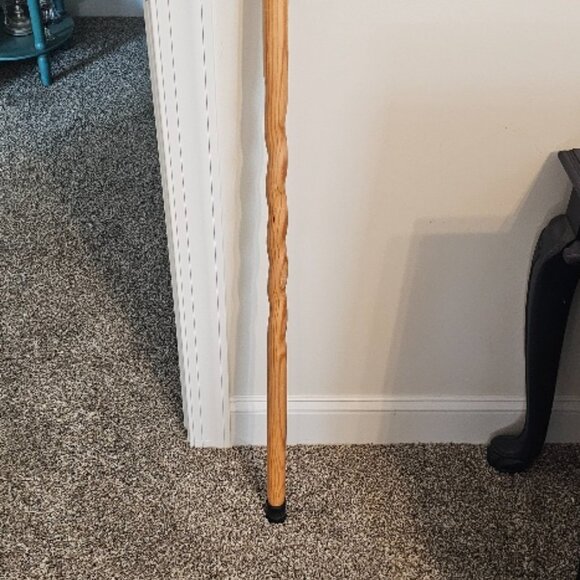 4 Foot 48" Solid Wood Walking Hiking Stick with Leather Wrist Wrap - Picture 2 of 5